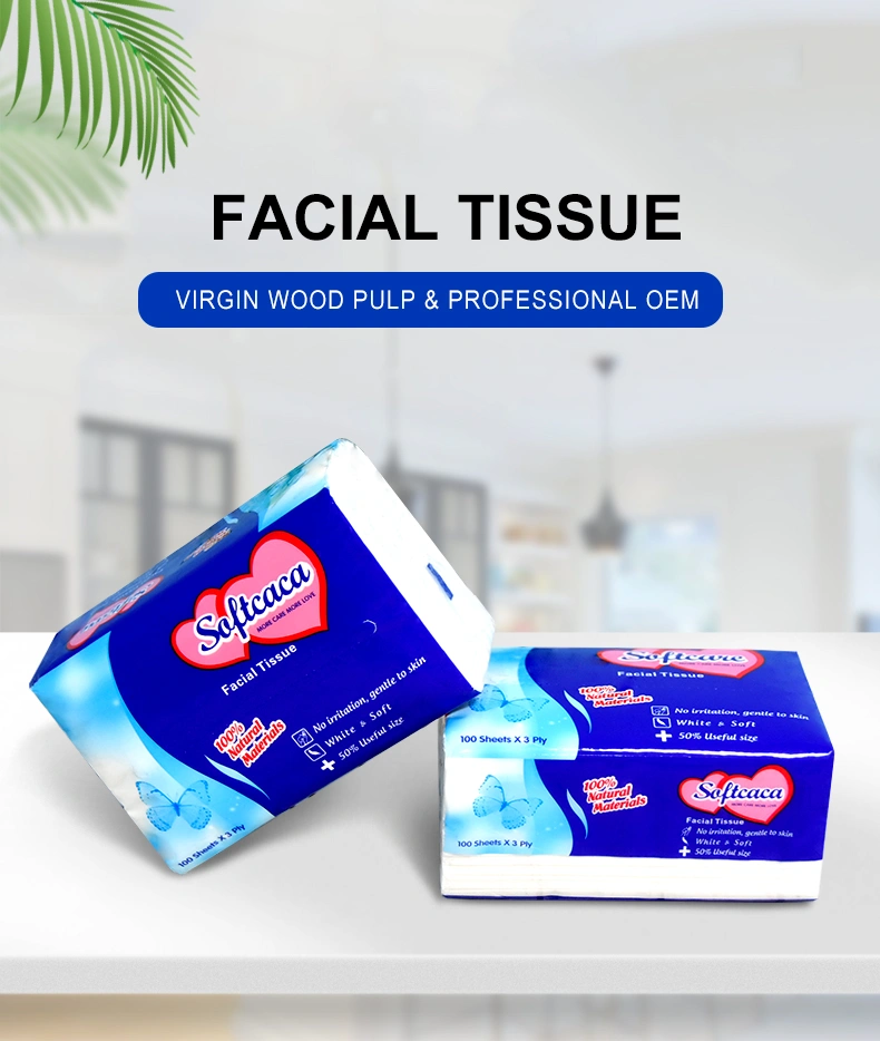 High Quality Custom Design Ultra Soft and Absorbent Face Clean Tissue Paper Virgin Wood Pulp Soft Pack Facial Tissue