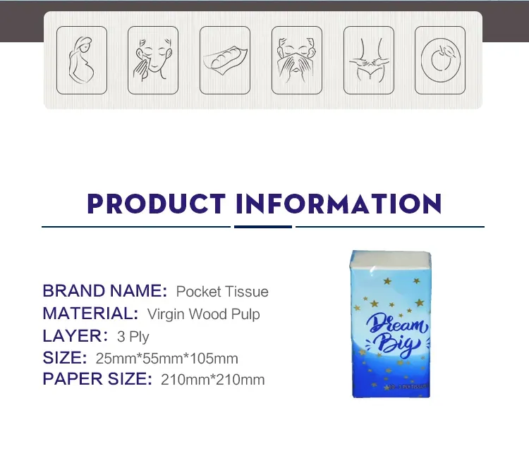 3ply Custom Printing Handkerchief Paper Pocket Mini Facial Tissue