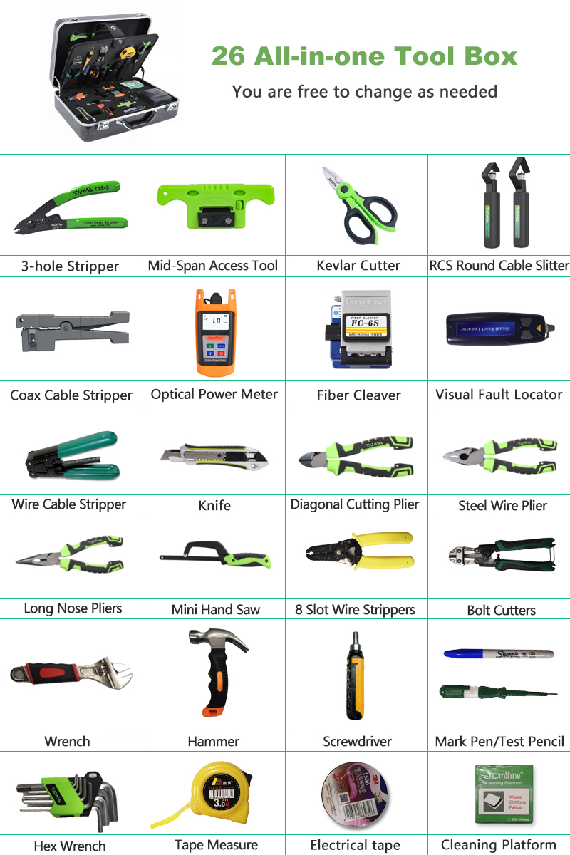fiber tool box fiber optic kit tools ftth tool set
