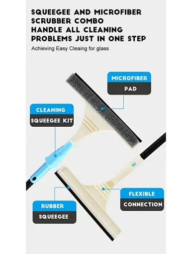 Window Cleaning Squeegee Kit ，2 in 1 Shower Squeegee ，Squeegee for Window Cleaning
