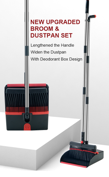 Broom and Dustpan Set for Home with Long Handle