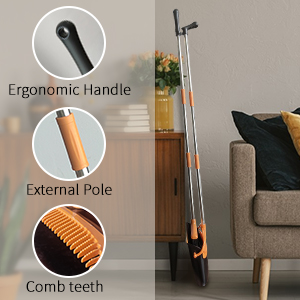 Dust Pan Broom with Comb Household Cleaning Upright Broom and Dustpan Combo with Long Handle