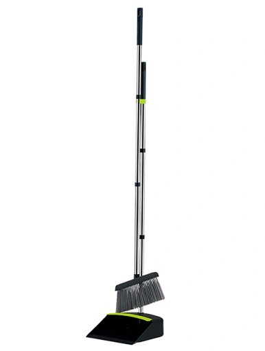 Broom and Dustpan Set,Upright Standing Dust Pans with Stainless Steel Long Handle,Dustpan and Broom Combo for Home Kitchen Office Lobby Floor Cleaning,Outdoor/Indoor Household Brooms
