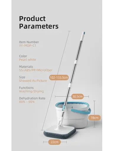 Self Wringing Microfiber Spin Mops，Spin mop with Separate Dirty Water device