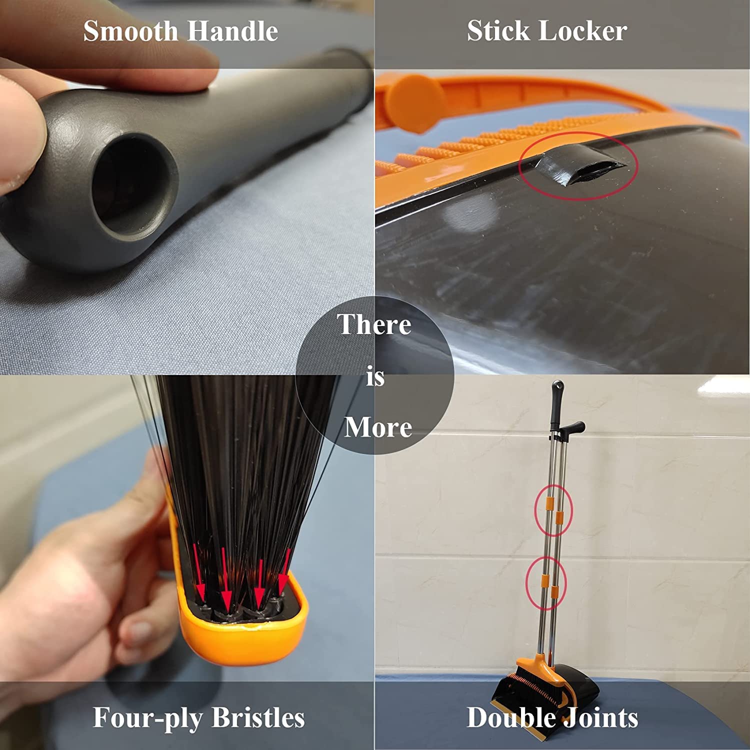 Dust Pan Broom with Comb Household Cleaning Upright Broom and Dustpan Combo with Long Handle