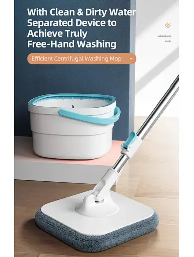 Self Wringing Microfiber Spin Mops，Spin mop with Separate Dirty Water device