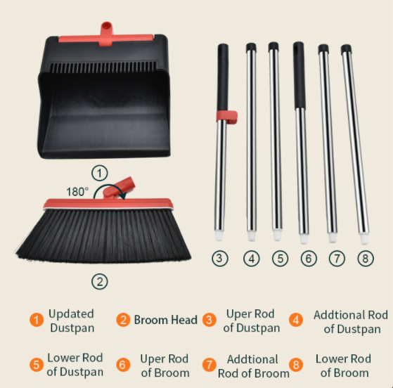 Upright Dustpan and Broom Combo Set