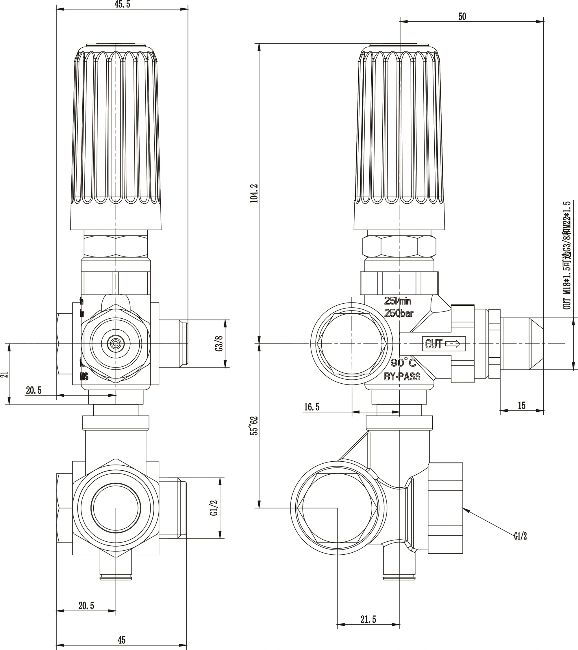high pressure regulator valve 250bat
