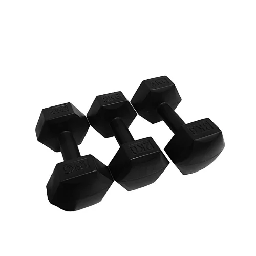 Black PE Shell Hexagon Cement Dumbbell