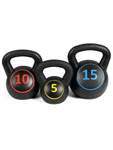 Colorful Vinyl Coated Cement Kettlebell Set