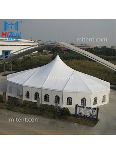 20x30m Polygon High Peak Combination Wedding Event Tent for 300-400 Guests