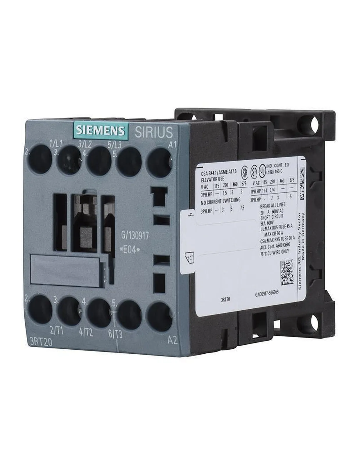 contator principal , Siemens SIRIUS , 3RT2017-1AP01