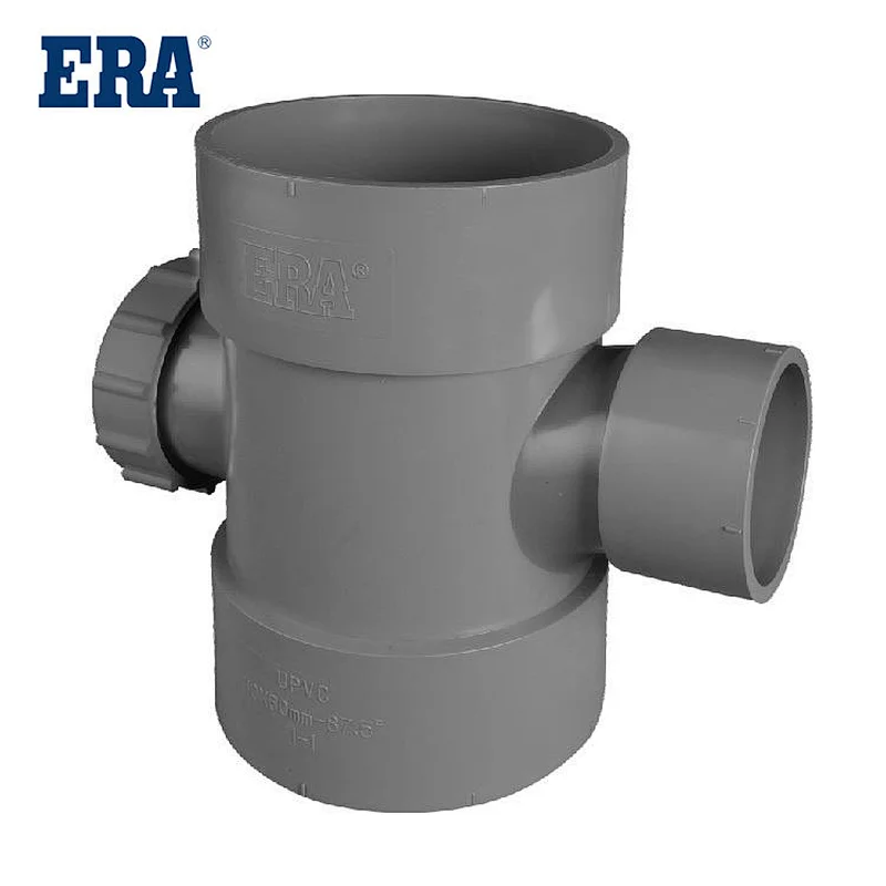 ERA BRAND PVC PIPE SYSTEM DRAINAGE FITTING REDUCING TEE WITH INSPECTION PORT FOR BS1329 BS1401 STANDARD