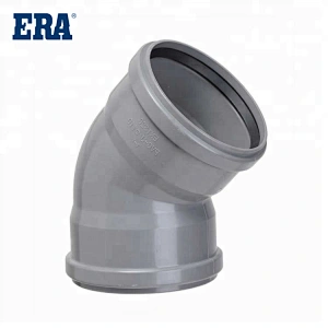 ERA BRAND PVC 45° ELBOW WITH TWO RUBBER RINGS, EN1401 EN1329 STANDARD PVC DRAINAGE FITTINGS