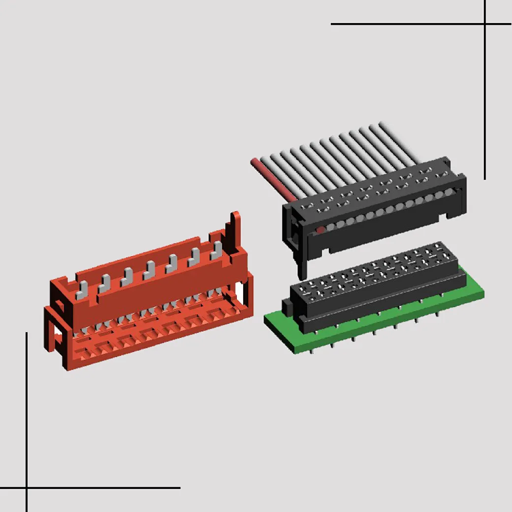 Micro Match pins socket mating 2.54mm IDC plug