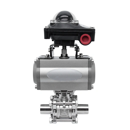 Sanitary Stainless Steel Pneumatic Actuator Hygienic Three-Piece Male Thread Ball Valve