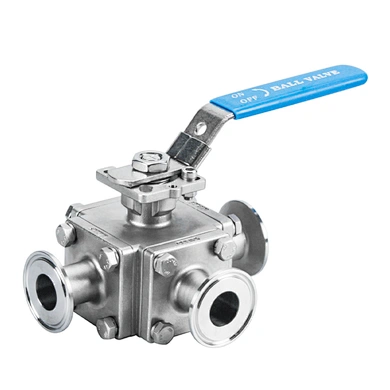 Sanitary Stainless Steel Manual Square Clamped Three-Way Ball Valve