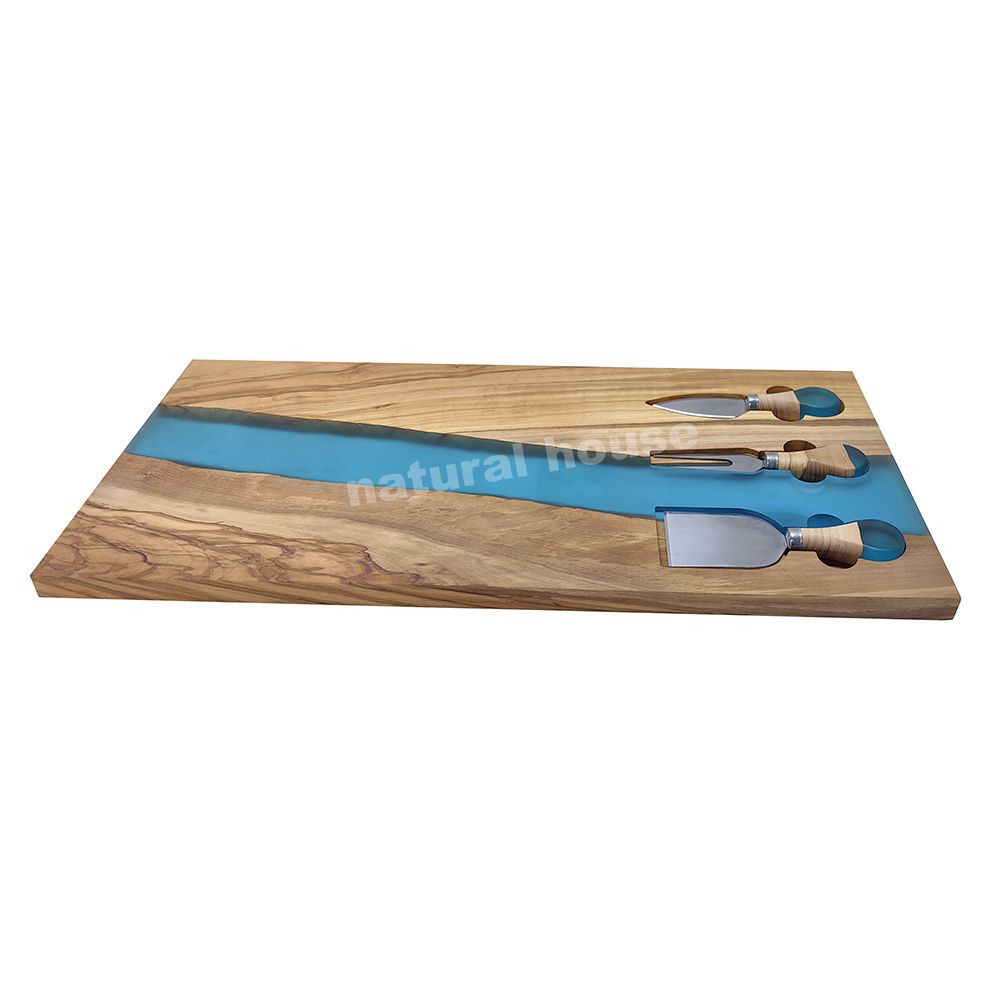 Planche à Découper Design – Résine Bleue Et Bois – Unique Et Colorée – Marque Générique Neuve