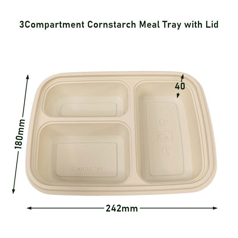 3Compartment Biodegradable Cornstarch Food Container