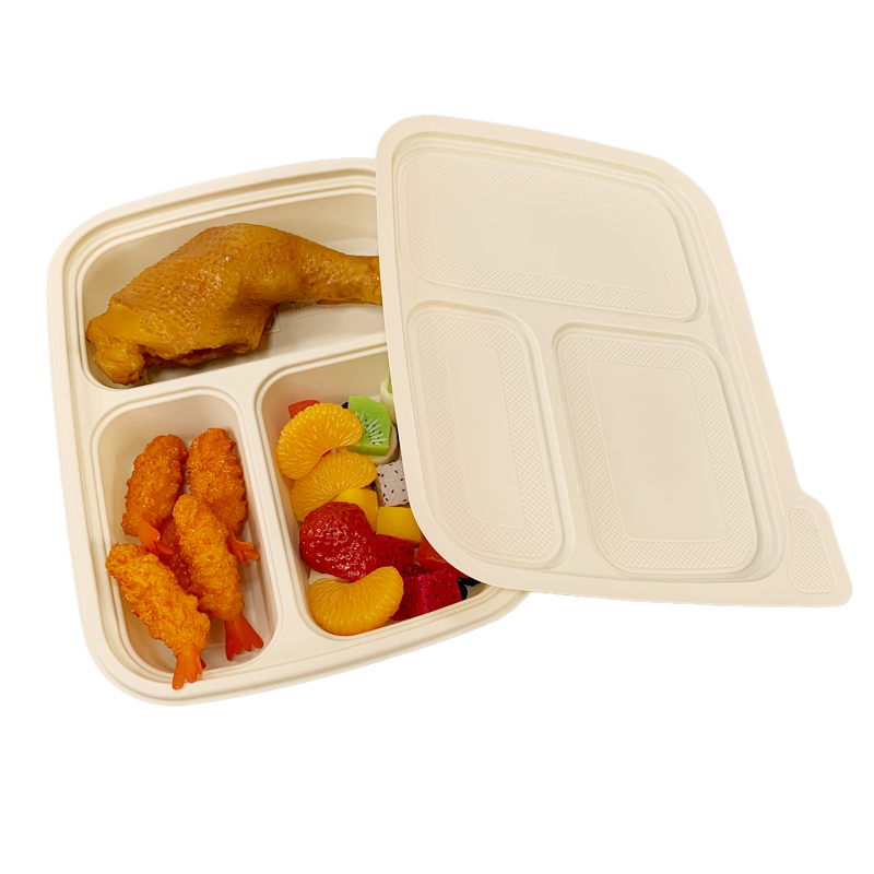 3Compartment Biodegradable Cornstarch Food Container with Lid