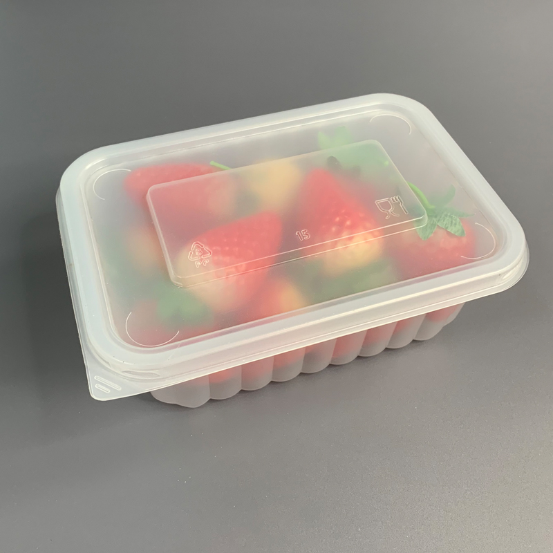 100% Recycled Semilucent PP Plastic Strawberry Container with Lid