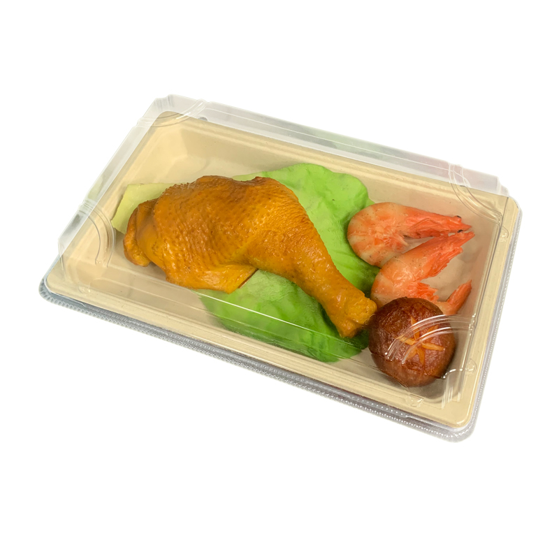 Compostable Disposable Bagasse Sushi Tray with Lid