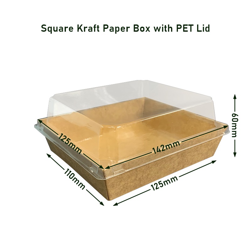 Square Kraft Sandwich Box with PET Lid