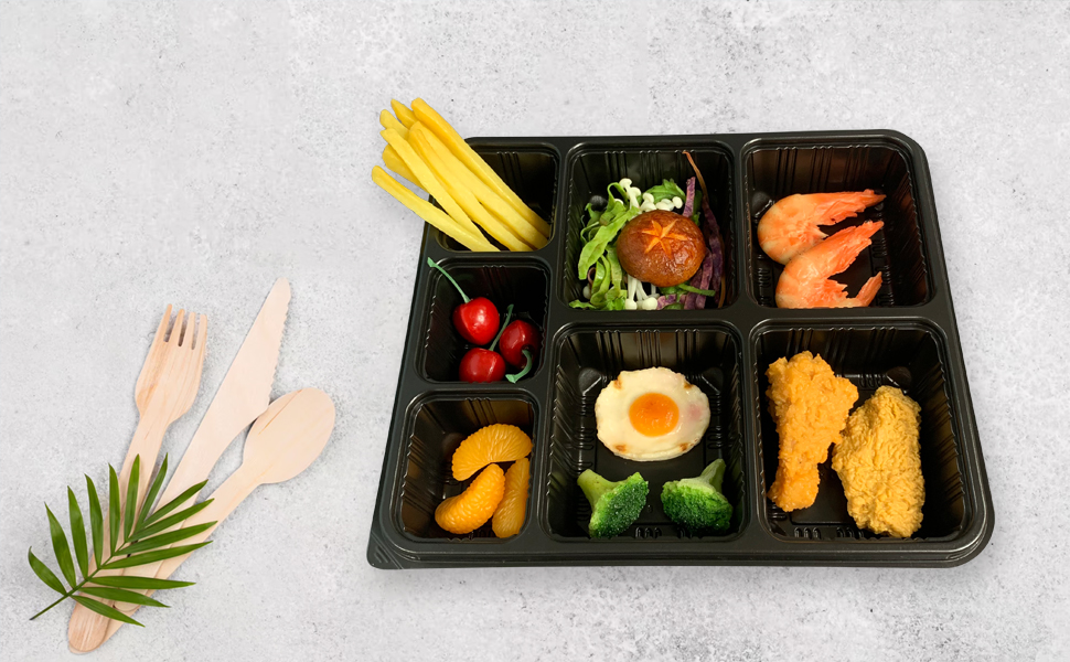 7Compartment Plastic Disposable Bento Lunch Box