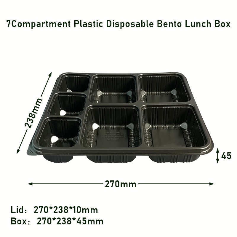 7Compartment Meal Prep Containers with Lids Plastic Disposable Bento Lunch Box