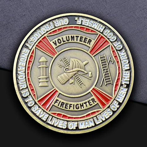 Volunteer Firefighter Custom Challenge Coins