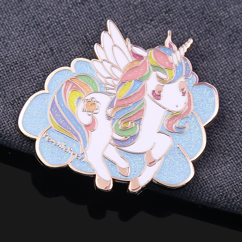 rainbow horse enamel pin