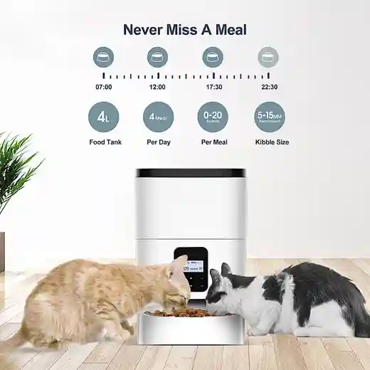 Petdiary Automatic Dog & Cat Feeder, White, Medium