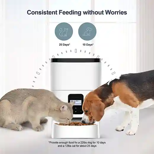Petdiary Automatic Dog & Cat Feeder, White, Medium