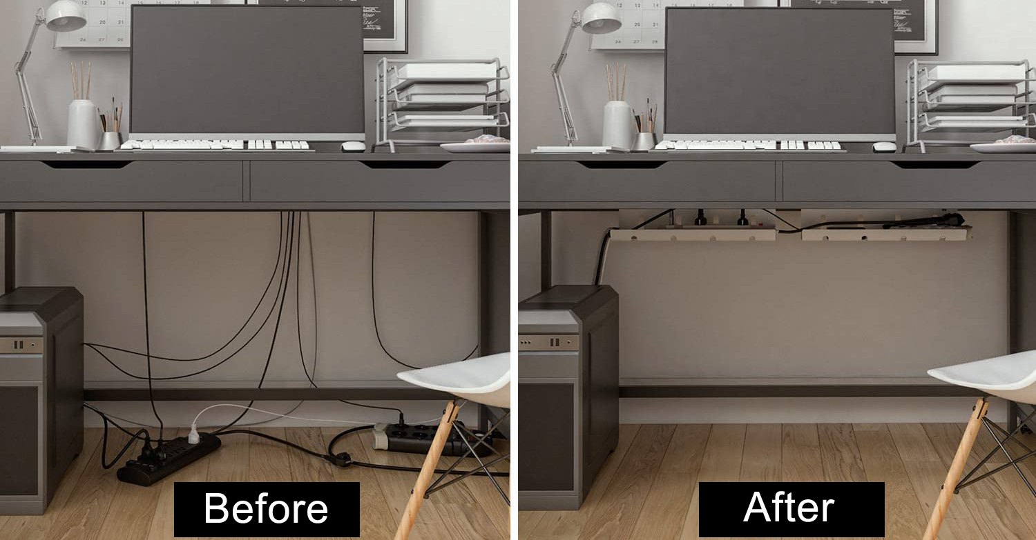 Under table cable management tray gives you enough space to store messy cables