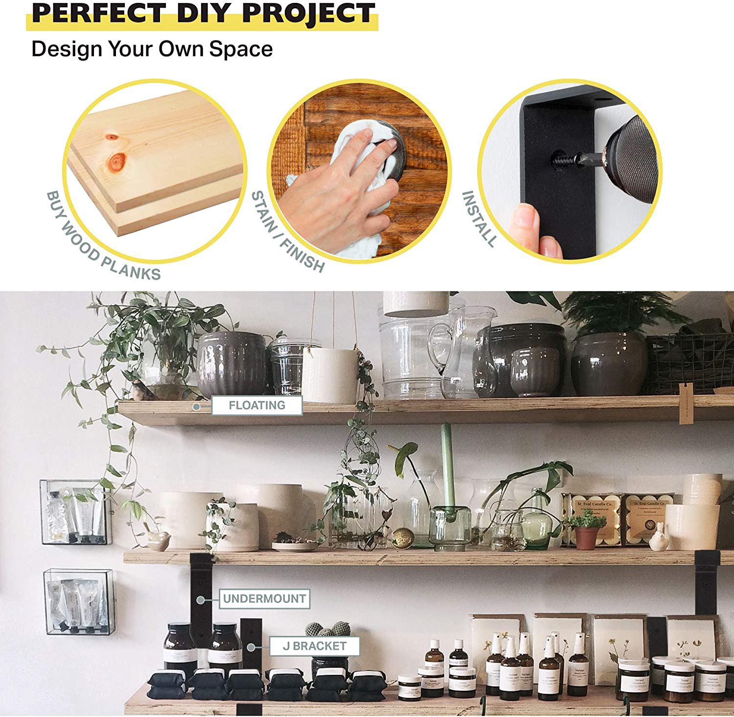 Black Steel Shelf Bracket for Wood Shelving - Buy black steel shelf bracket, black metal brackets, black metal wall brackets Product on Surealong