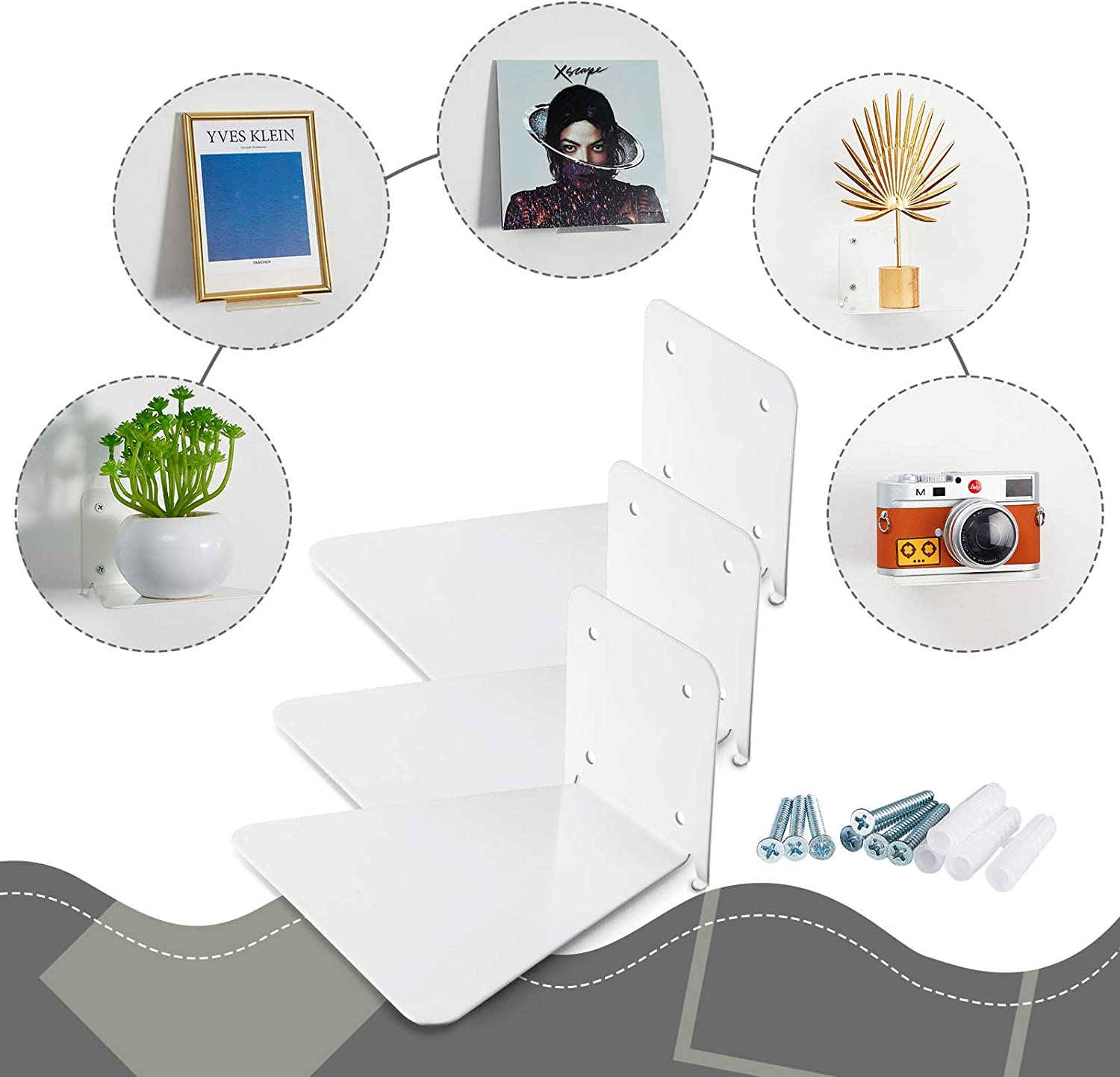 Invisible metal floating corner bookshelf is perfect for small spaces and awkward walls