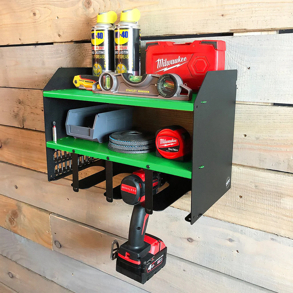 DIY garage power tool storage rack