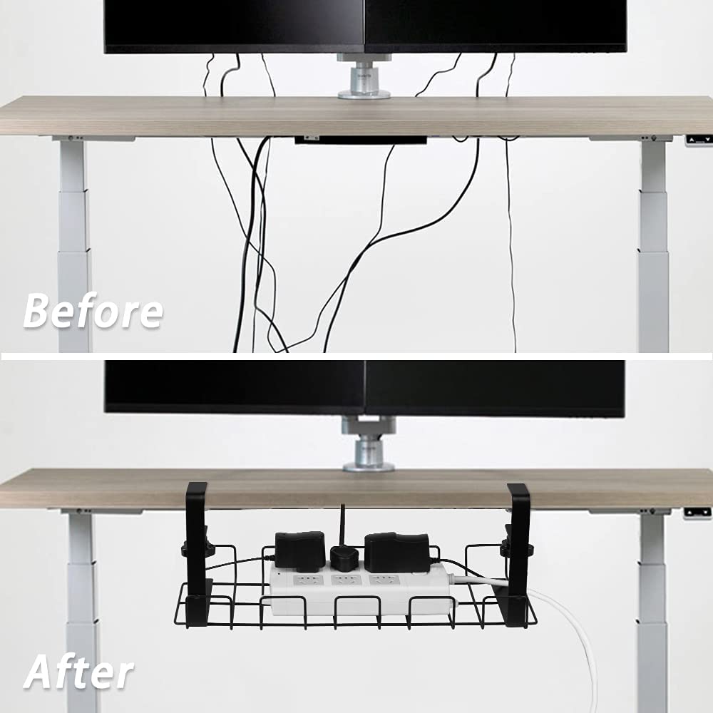 Surealong under desk wire basket keeps computer cables off the ground. It will be tidy up in your work area in no time.