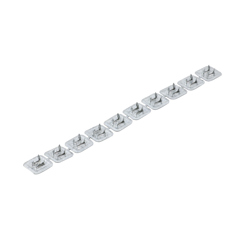 Foil Fix is an ideal connector for fixing building foils to timber framing. It is supplied in easy span-off sticks of 10 for fast, convenient and safe use on-site. Foil fix can be used to fix foil insulation to both wall and roof frames.