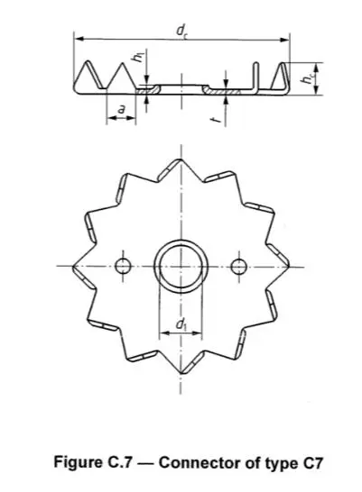 toothed plate connector for enhanced bolt performance in timber