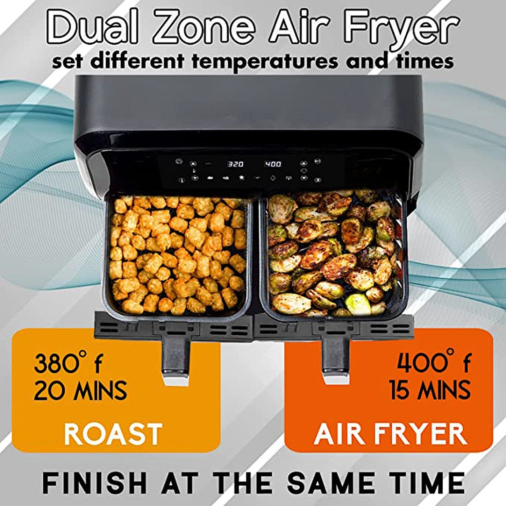 dual air fryer with 2 baskets