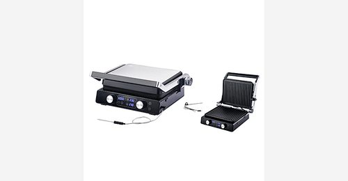 dual knobs 180 degree open detachable digital press grill