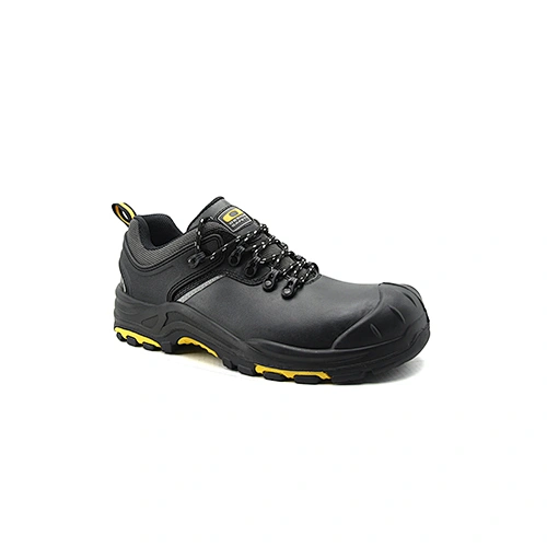 Black Smooth leather safety shoes