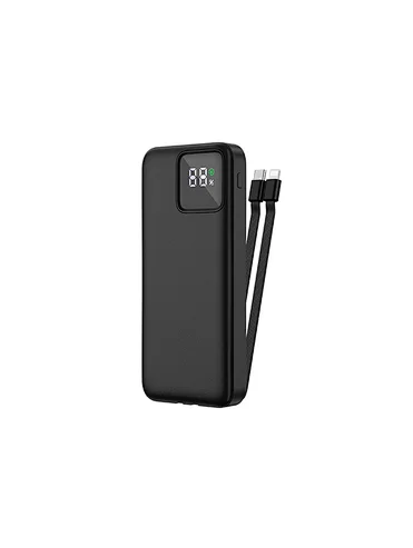 WiWU 10000mAh With Cable And LED Shows Battery Capacity Black Power Bank