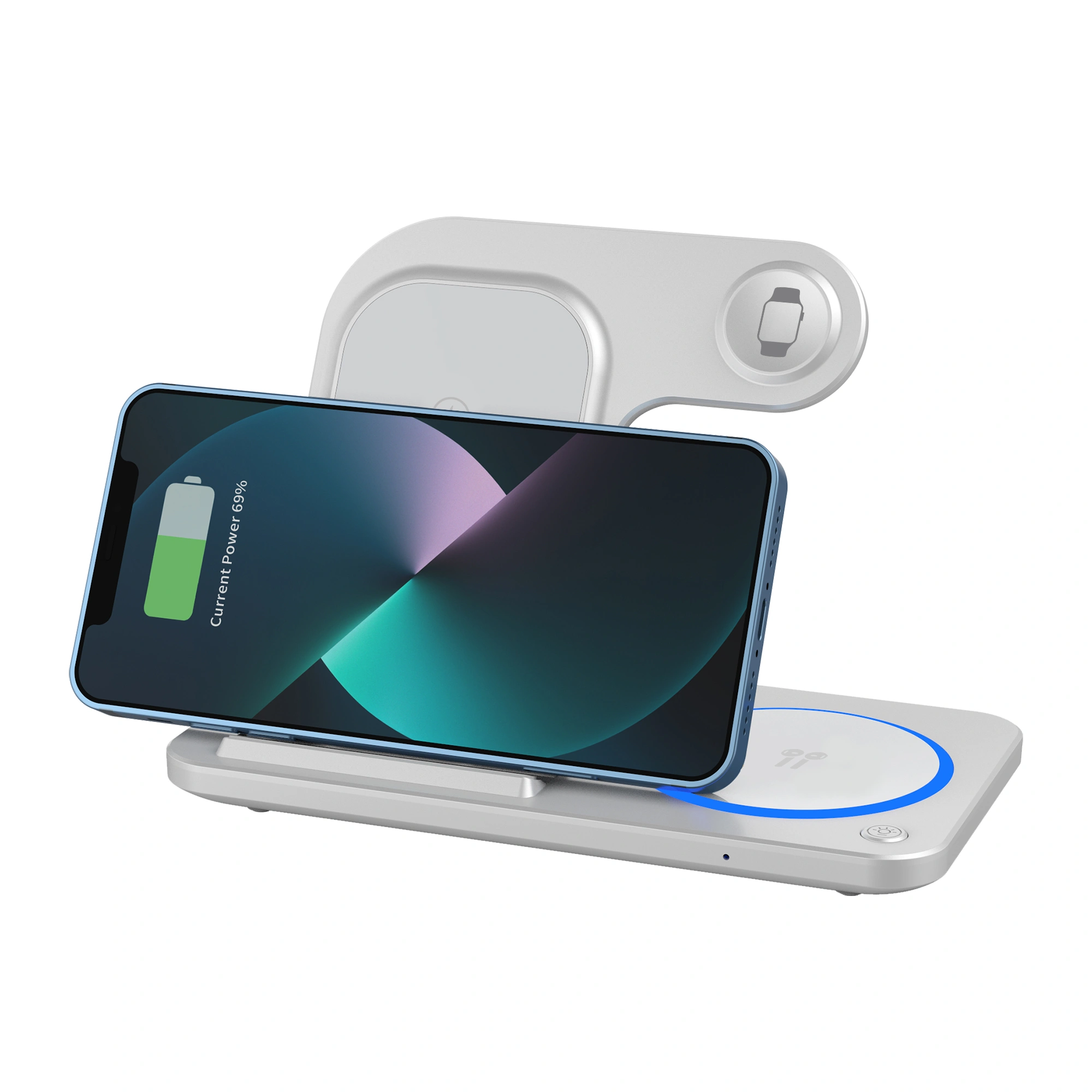 Auto Orient Wiwu Material: Abs+Pc Type C Charging Port Support 15W Max Wireless Charging 3 In 1 Wireless Charge For Phone, Airpods, Iwatch Net Weight 320G Wiwu Wi-W020 Foldable 15W 3 In 1 Wireless Charger Wiwu Wi-W020 Foldable 15W 3 In 1 Wireless Charger - White