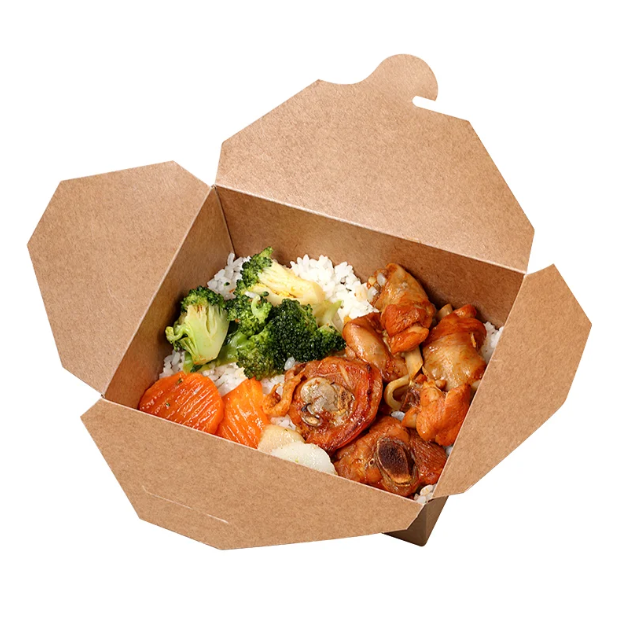 Disposable kraft paper food container