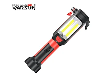 8829 Charge Multifunctional Inspection lamp-Hook+Magnetic+Clamp+Cutter+Safety hammer