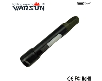 WS900-1 Black Zoom Charge Flashlight-Hook
