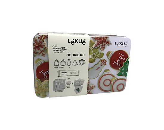 This rectangular metal tin can is perfect for storing cookies, candies, and other small gifts. It's customizable and perfect for gift-giving.