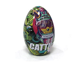 New design easter egg shape tin packaging chocolate ribbon toy candy tin box
